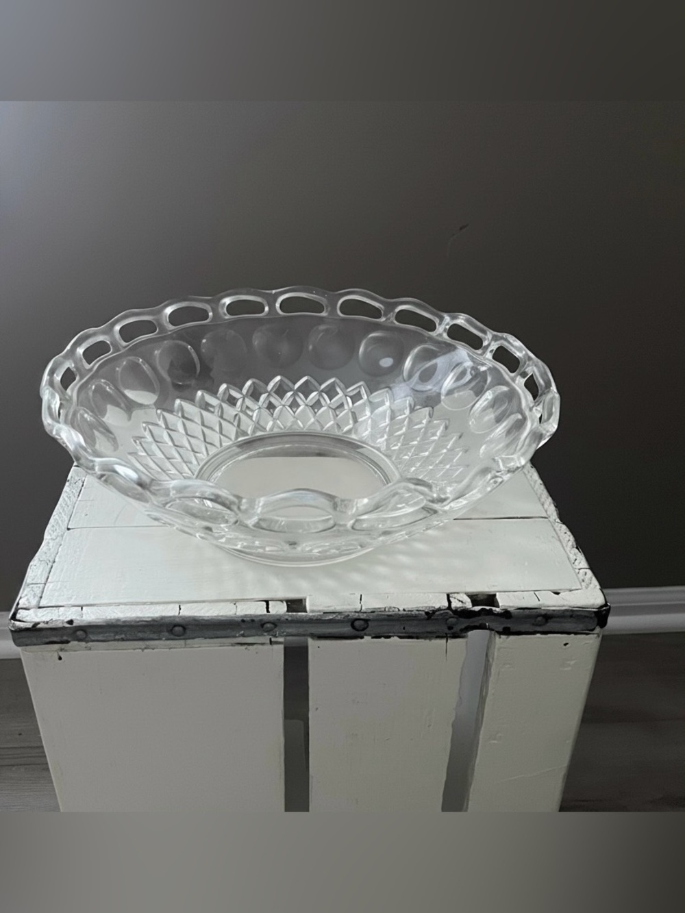 Vintage McKee Glass Serving Bowl Colonial Band